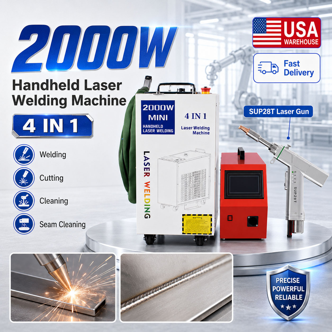 Laser Soldering Machine Handheld - BWT 2000W Faserlaser-Schweißgerät 4-in-1 Schweißen Reinigung