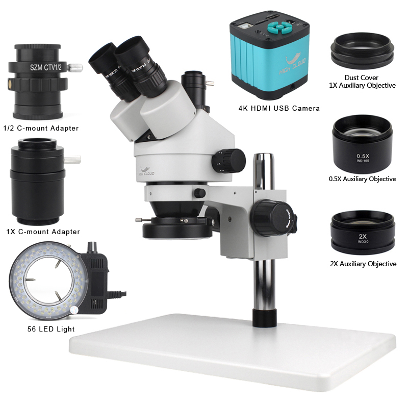Simul-Focal Industrial Microscope 4K Hdmi - Telefon PCB Löten Reparatur Labor Industrie