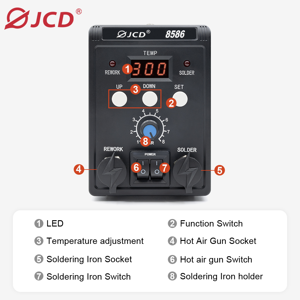 JCD 750W 8586 2-in-1 Digitale  – 2 In 1 Soldering Rework Station 750W Bewertung und Preis