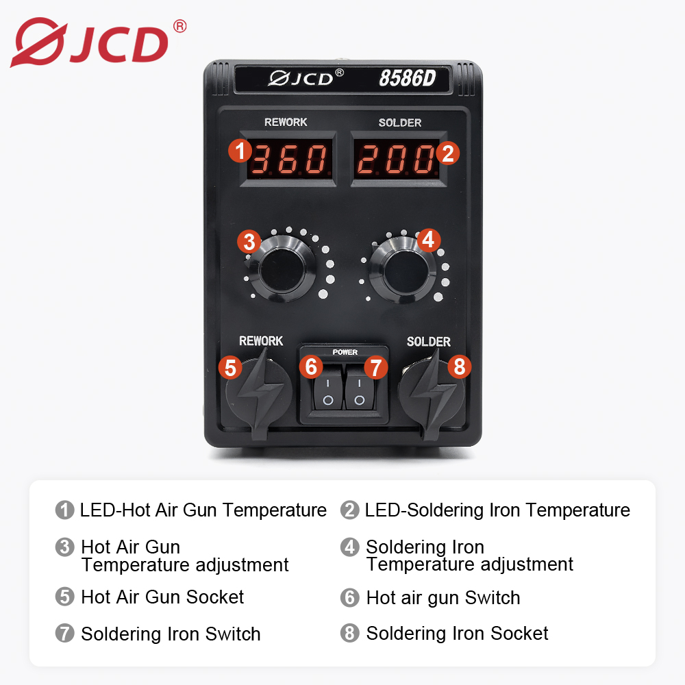 JCD 750 W 8586D Lötstation 2 I – 2 In 1 Soldering Rework Station 750W Bewertung und Preis
